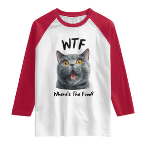 Funny Shocked British Shorthair Cat Raglan Shirt Where Is The Food TS12 White Red Print Your Wear