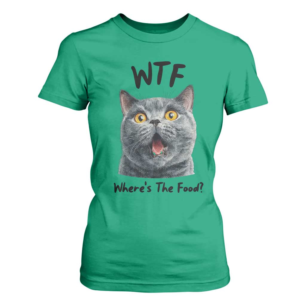 Funny Shocked British Shorthair Cat T Shirt For Women Where Is The Food TS12 Irish Green Print Your Wear