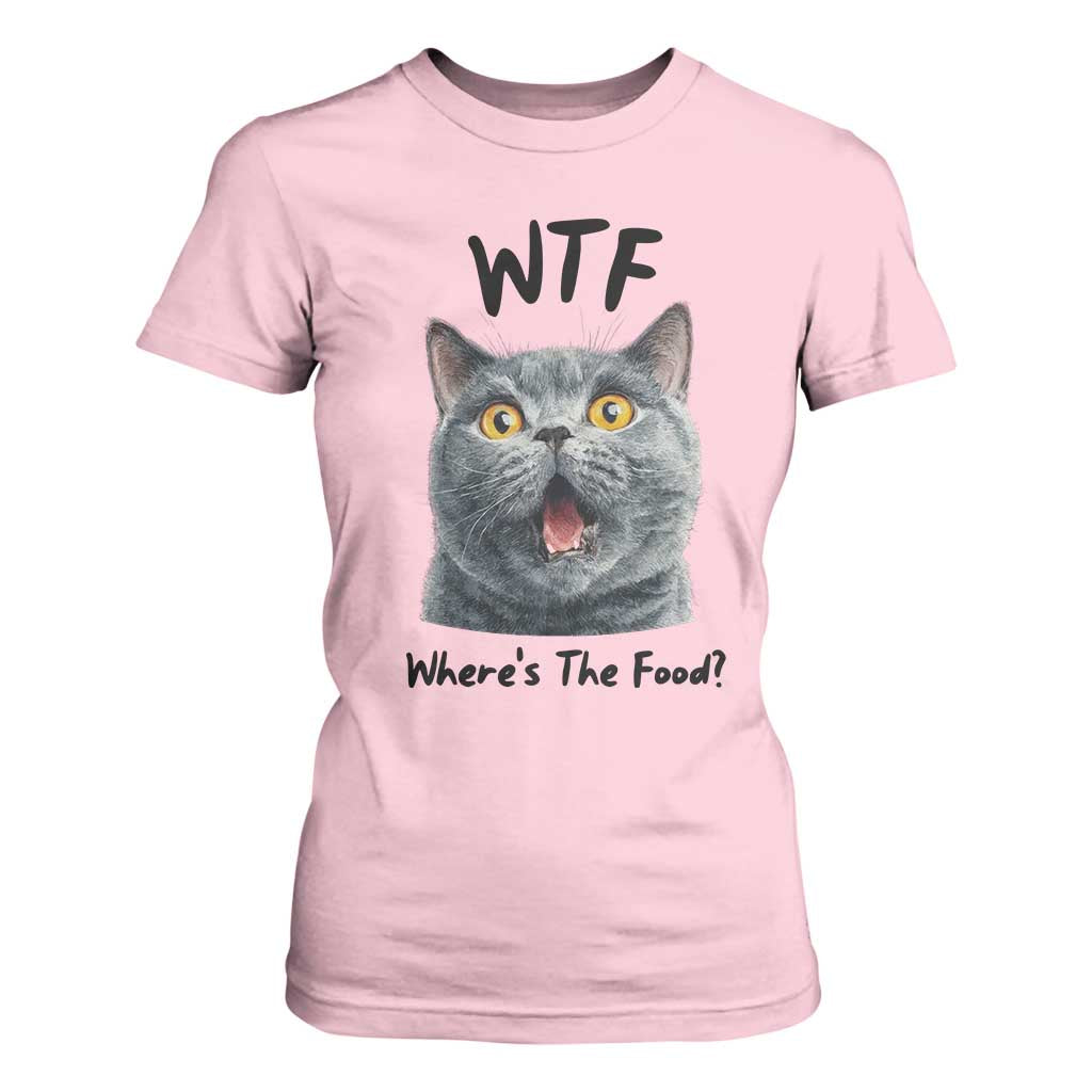 Funny Shocked British Shorthair Cat T Shirt For Women Where Is The Food TS12 Light Pink Print Your Wear