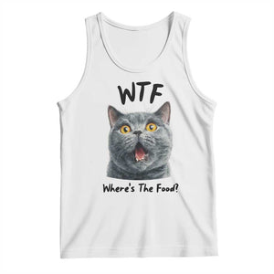 Funny Shocked British Shorthair Cat Tank Top Where Is The Food TS12 White Print Your Wear