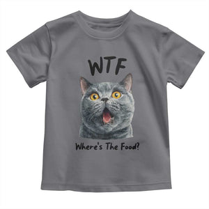 Funny Shocked British Shorthair Cat Toddler T Shirt Where Is The Food TS12 Charcoal Print Your Wear