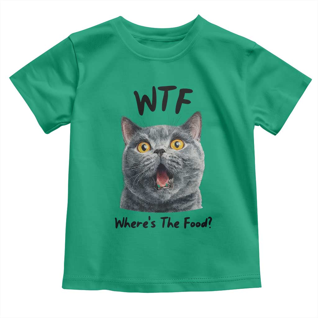 Funny Shocked British Shorthair Cat Toddler T Shirt Where Is The Food TS12 Irish Green Print Your Wear