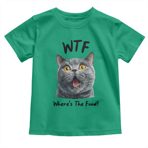 Funny Shocked British Shorthair Cat Toddler T Shirt Where Is The Food TS12 Irish Green Print Your Wear