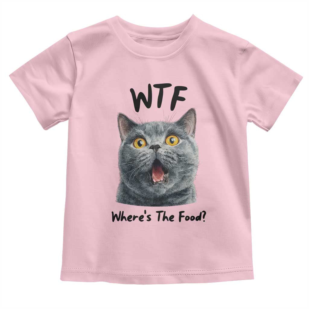 Funny Shocked British Shorthair Cat Toddler T Shirt Where Is The Food TS12 Light Pink Print Your Wear