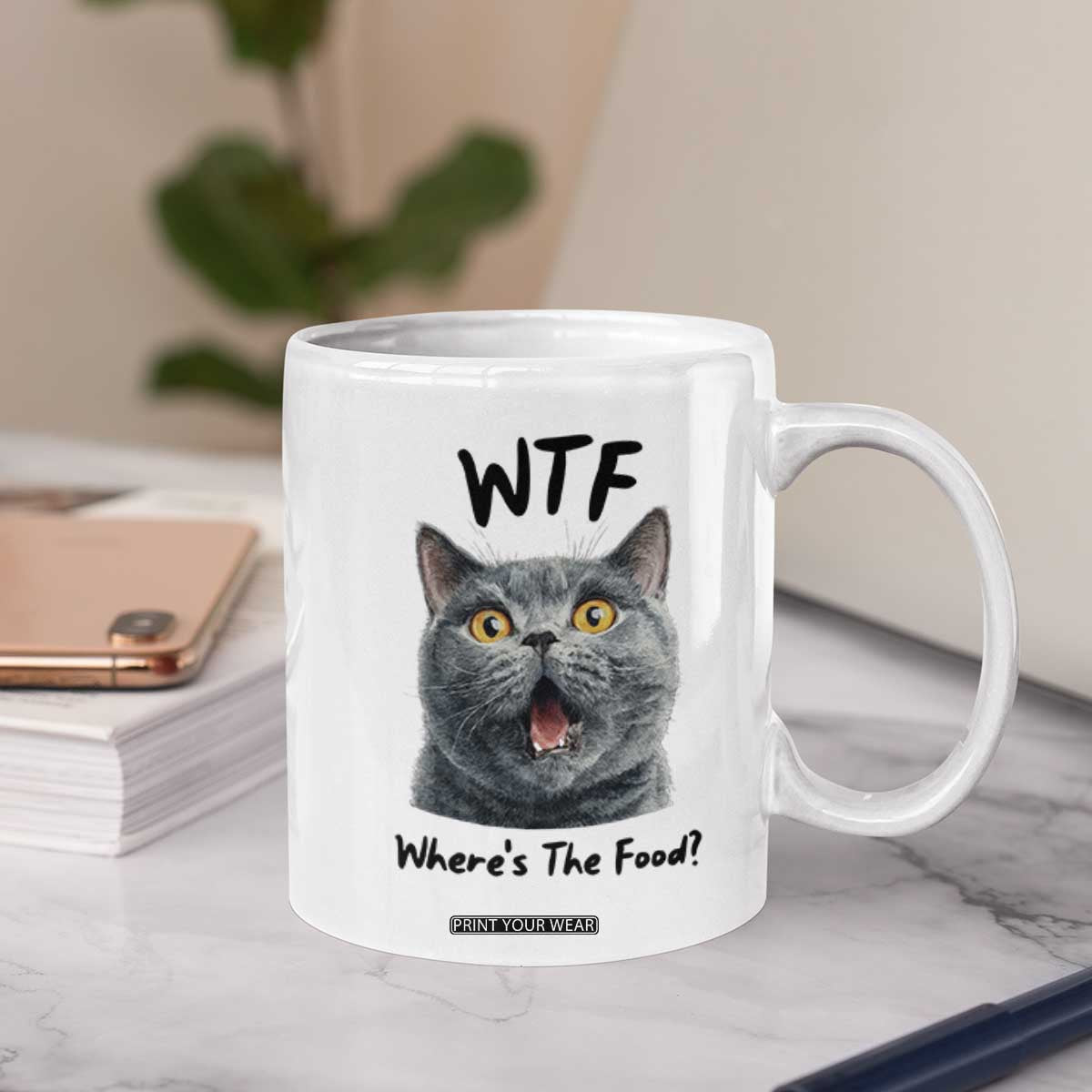 Funny Shocked British Shorthair Cat Coffee Mug Where Is The Food TS12 Print Your Wear