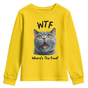 Funny Shocked British Shorthair Cat Youth Sweatshirt Where Is The Food TS12 Daisy Print Your Wear