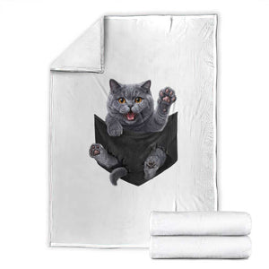 Cute British Shorthair Cat In Pocket Throw Blanket Cat Lover TS12 White Print Your Wear