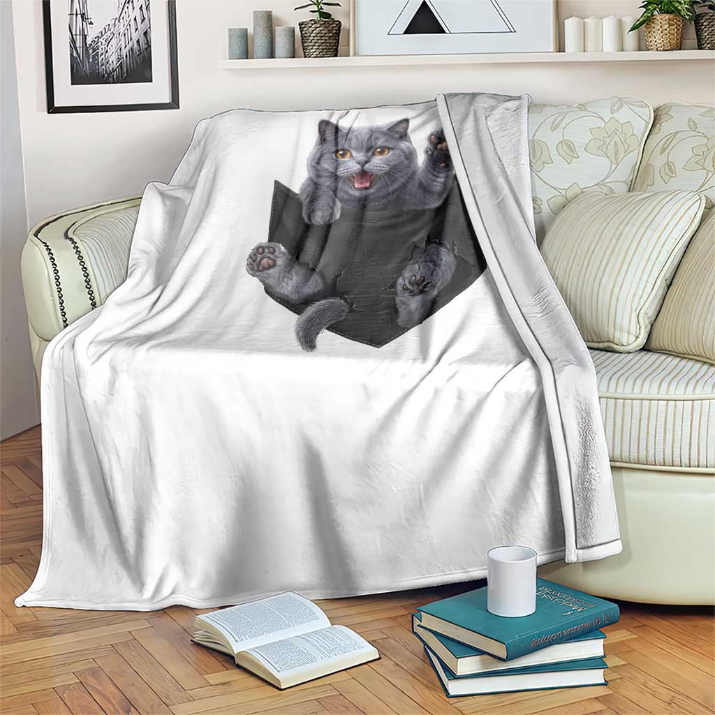 Cute British Shorthair Cat In Pocket Throw Blanket Cat Lover TS12 Print Your Wear