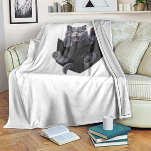 Cute British Shorthair Cat In Pocket Throw Blanket Cat Lover TS12 Print Your Wear