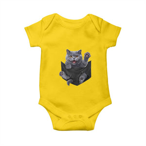Cute British Shorthair Cat In Pocket Baby Onesie Cat Lover TS12 Daisy Print Your Wear