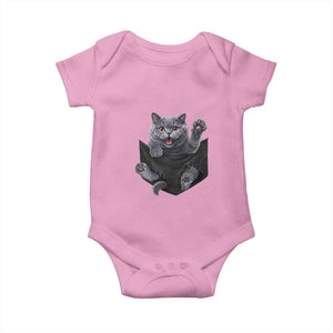 Cute British Shorthair Cat In Pocket Baby Onesie Cat Lover TS12 Light Pink Print Your Wear