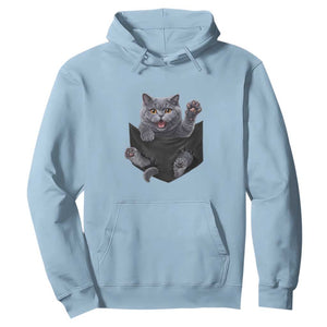 Cute British Shorthair Cat In Pocket Hoodie Cat Lover TS12 Light Blue Print Your Wear
