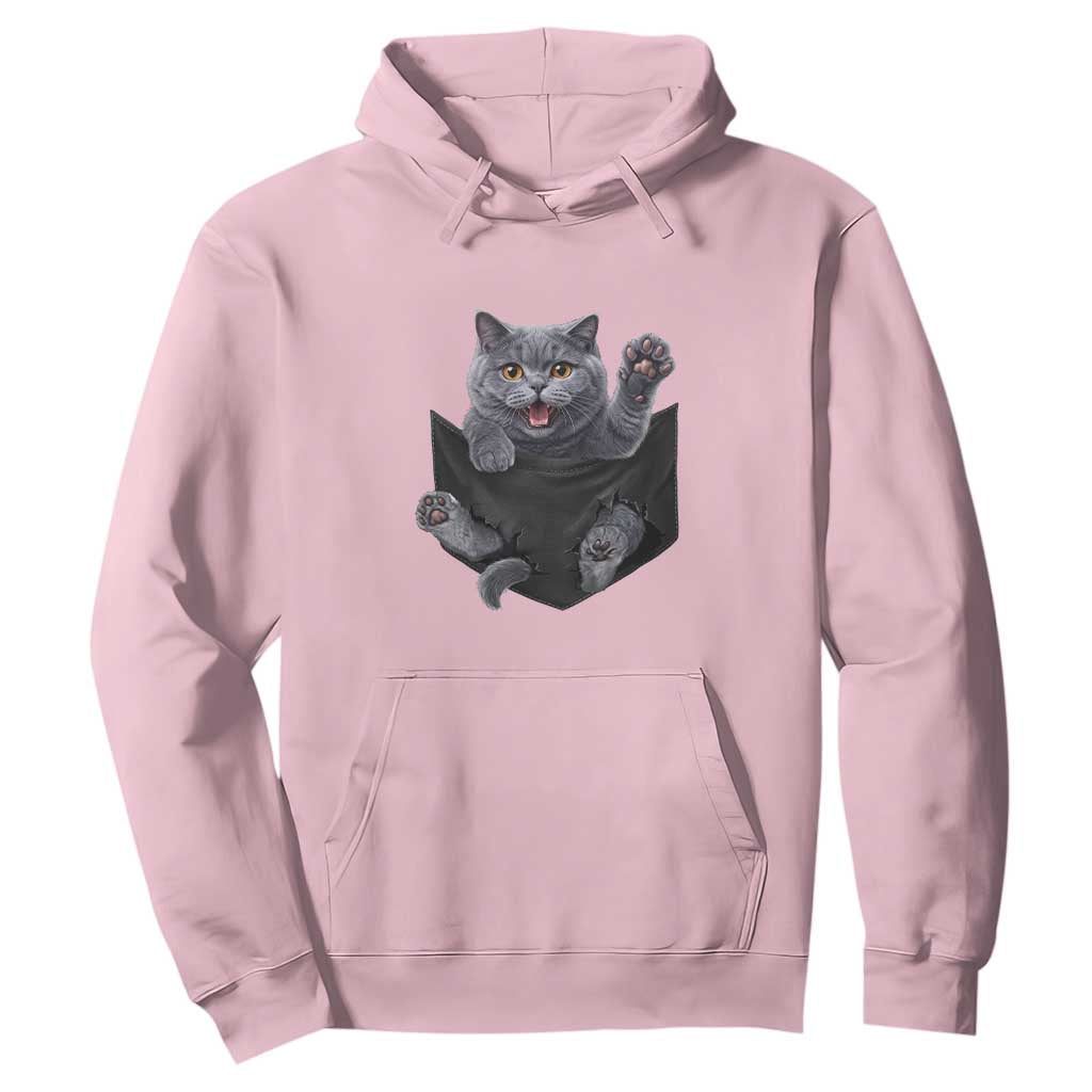 Cute British Shorthair Cat In Pocket Hoodie Cat Lover TS12 Light Pink Print Your Wear