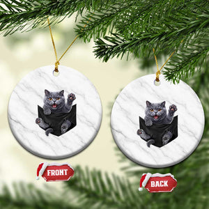 Cute British Shorthair Cat In Pocket Ceramic Ornament Cat Lover TS12 1pc White Marble Print Your Wear