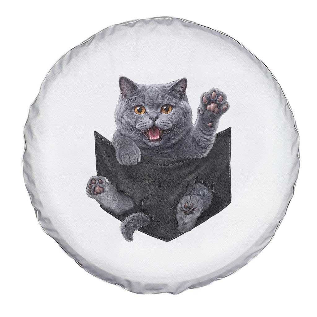 Cute British Shorthair Cat In Pocket Spare Tire Cover Cat Lover TS12 Print Your Wear