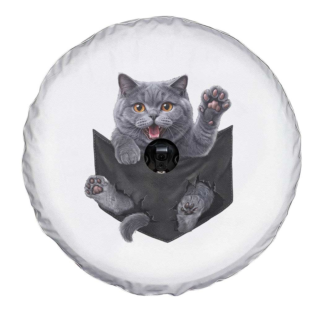 Cute British Shorthair Cat In Pocket Spare Tire Cover Cat Lover TS12 Print Your Wear