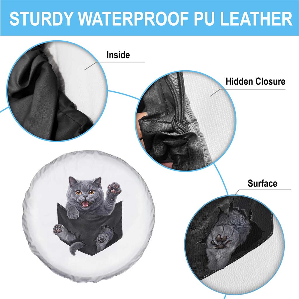 Cute British Shorthair Cat In Pocket Spare Tire Cover Cat Lover TS12 Print Your Wear