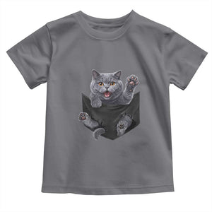 Cute British Shorthair Cat In Pocket Toddler T Shirt Cat Lover TS12 Charcoal Print Your Wear