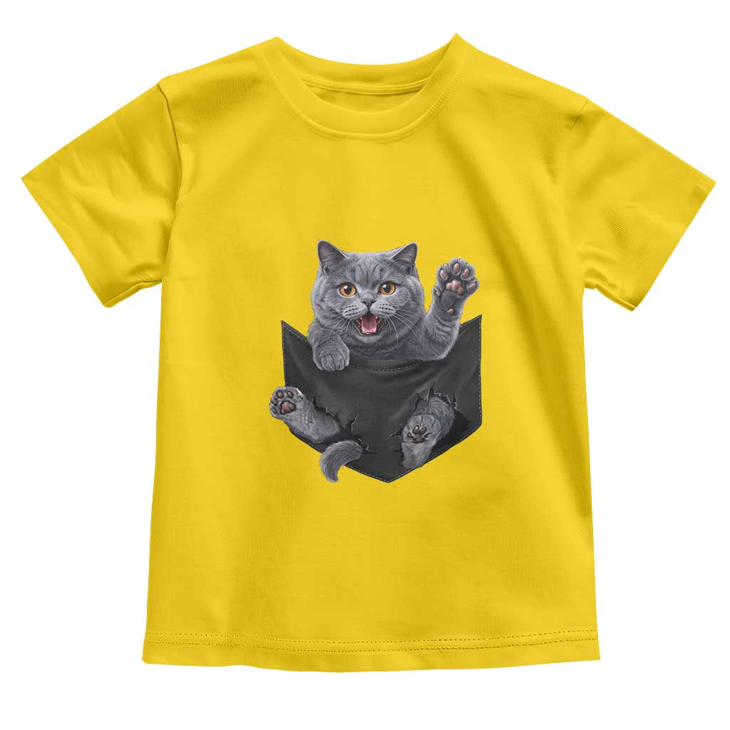 Cute British Shorthair Cat In Pocket Toddler T Shirt Cat Lover TS12 Daisy Print Your Wear