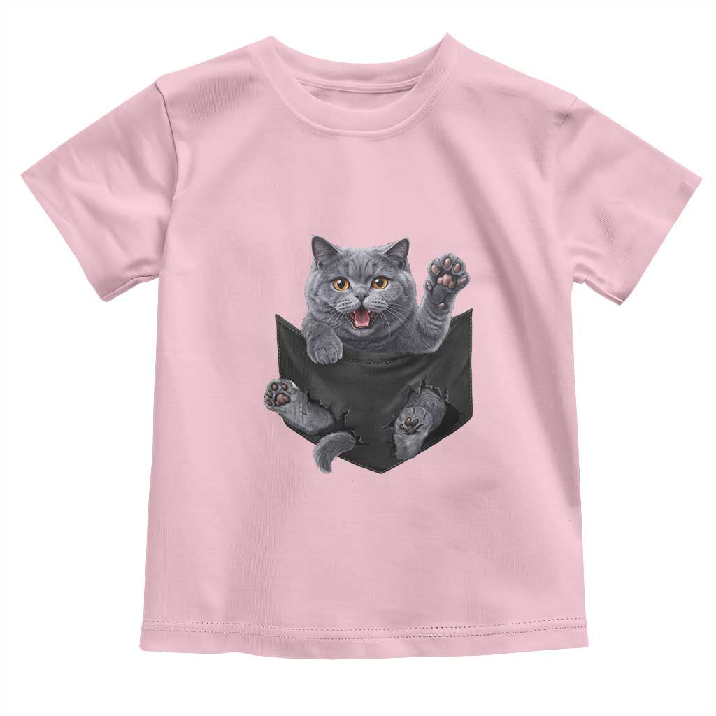 Cute British Shorthair Cat In Pocket Toddler T Shirt Cat Lover TS12 Light Pink Print Your Wear