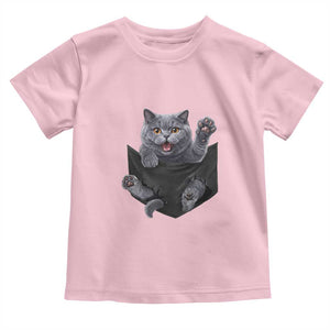 Cute British Shorthair Cat In Pocket Toddler T Shirt Cat Lover TS12 Light Pink Print Your Wear