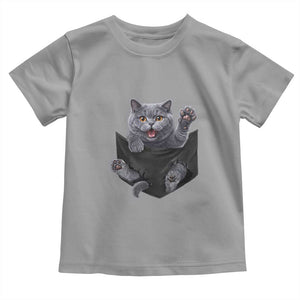 Cute British Shorthair Cat In Pocket Toddler T Shirt Cat Lover TS12 Sport Gray Print Your Wear