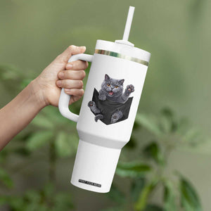 Cute British Shorthair Cat In Pocket Tumbler With Handle Cat Lover TS12 Print Your Wear