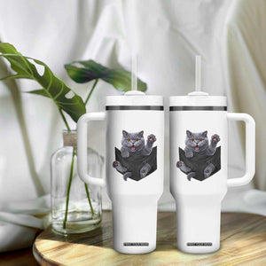 Cute British Shorthair Cat In Pocket Tumbler With Handle Cat Lover TS12 Print Your Wear