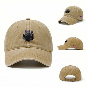 Cute British Shorthair Cat In Pocket Washed Cotton Baseball Cap Cat Lover TS12 Washed Cap Universal Fit Khaki Print Your Wear