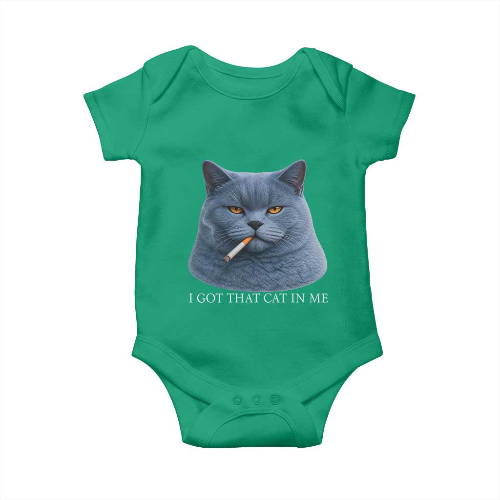Funny British Shorthair Smoking Baby Onesie I Got That Cat In Me TS12 Irish Green Print Your Wear