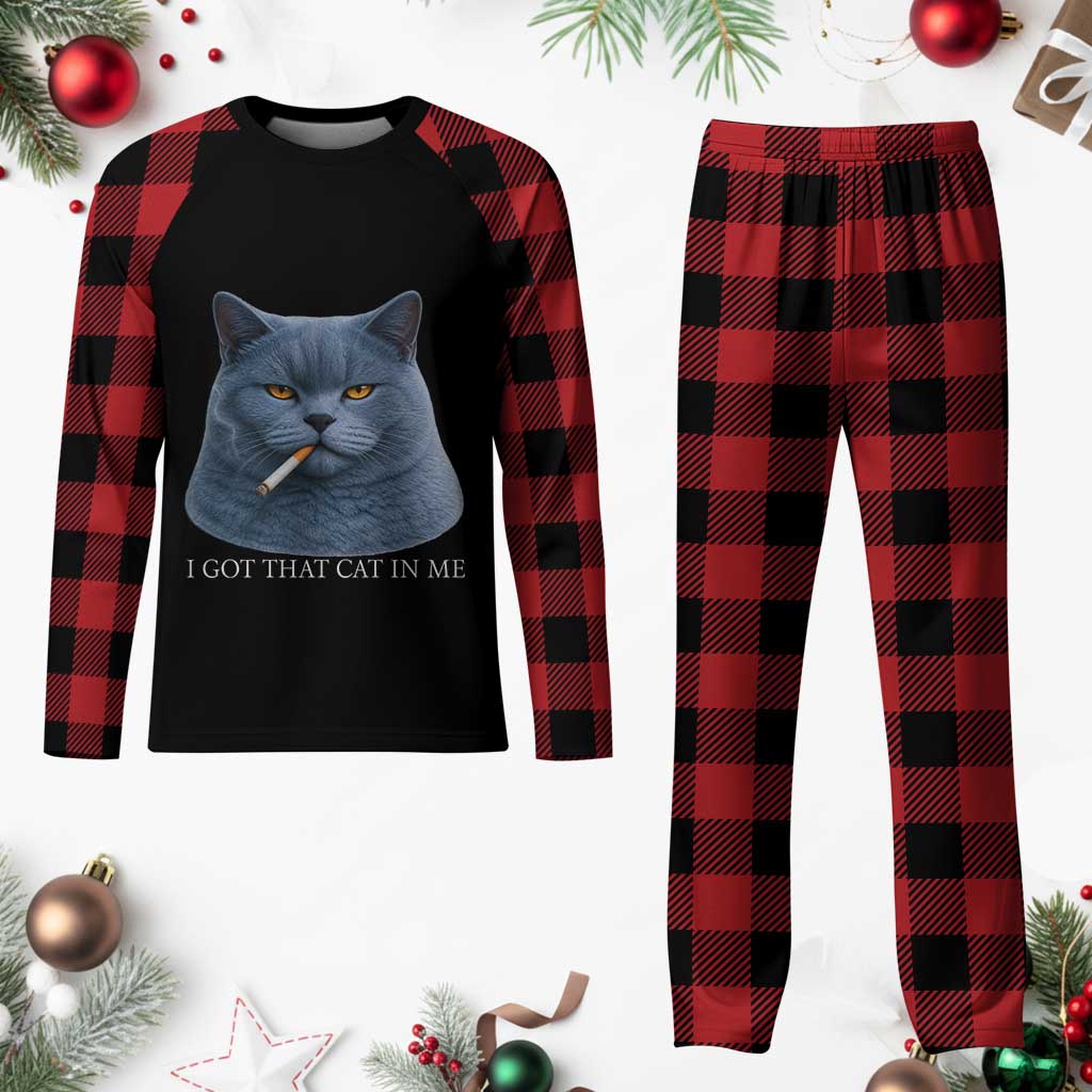 Funny British Shorthair Smoking Plaid Pajama Set I Got That Cat In Me TS12 Buffalo Plaid Print Your Wear