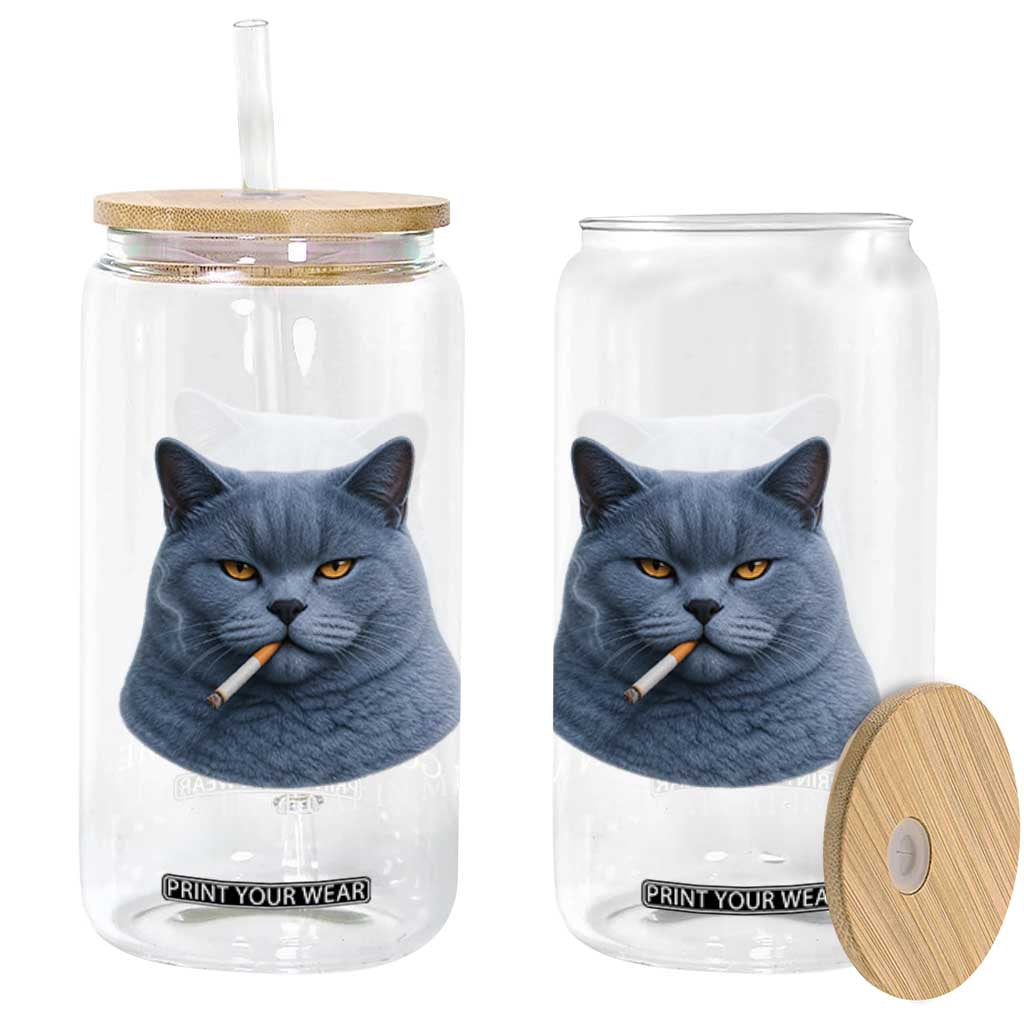 Funny British Shorthair Smoking Glass Can I Got That Cat In Me TS12 Print Your Wear