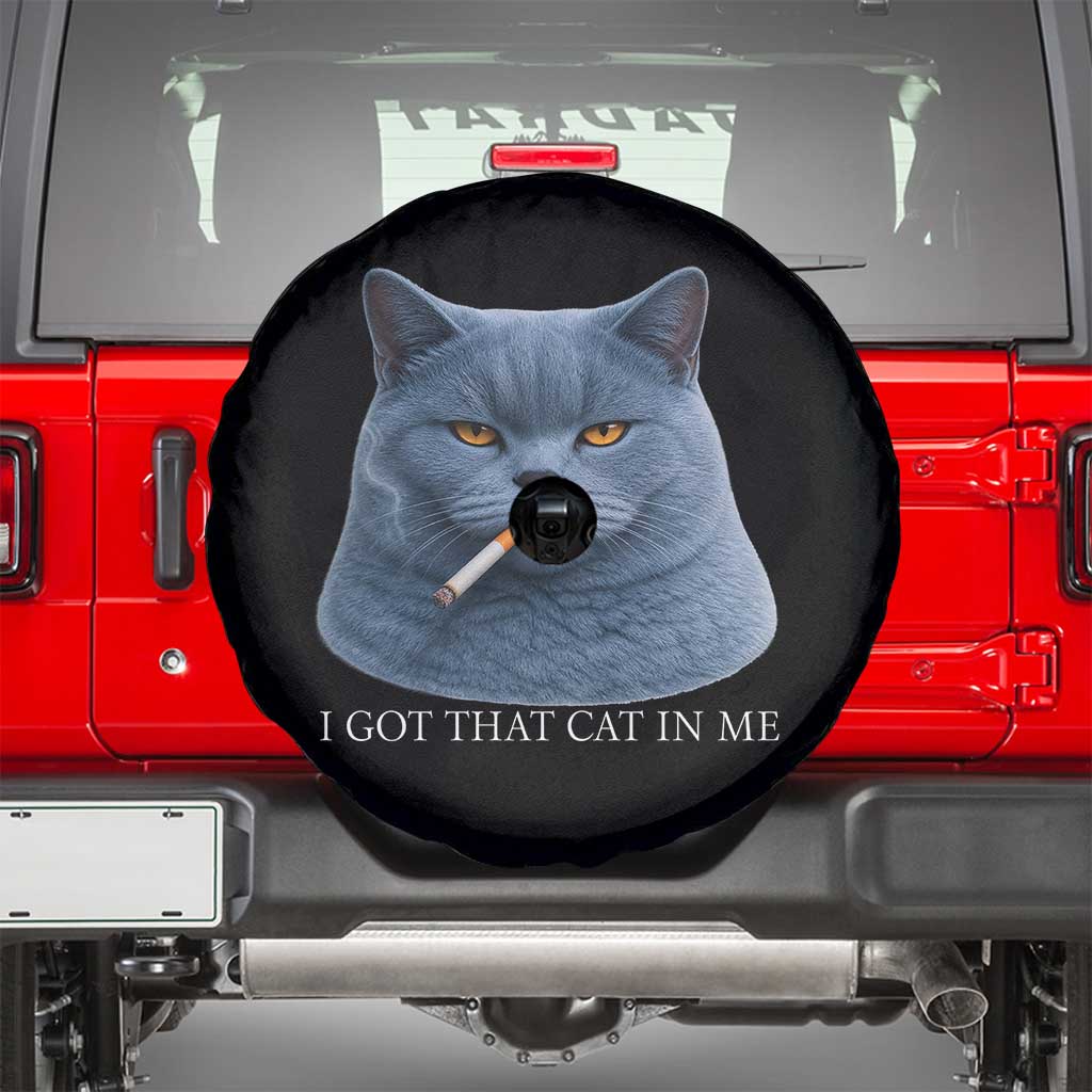 Funny British Shorthair Smoking Spare Tire Cover I Got That Cat In Me TS12 Black Print Your Wear