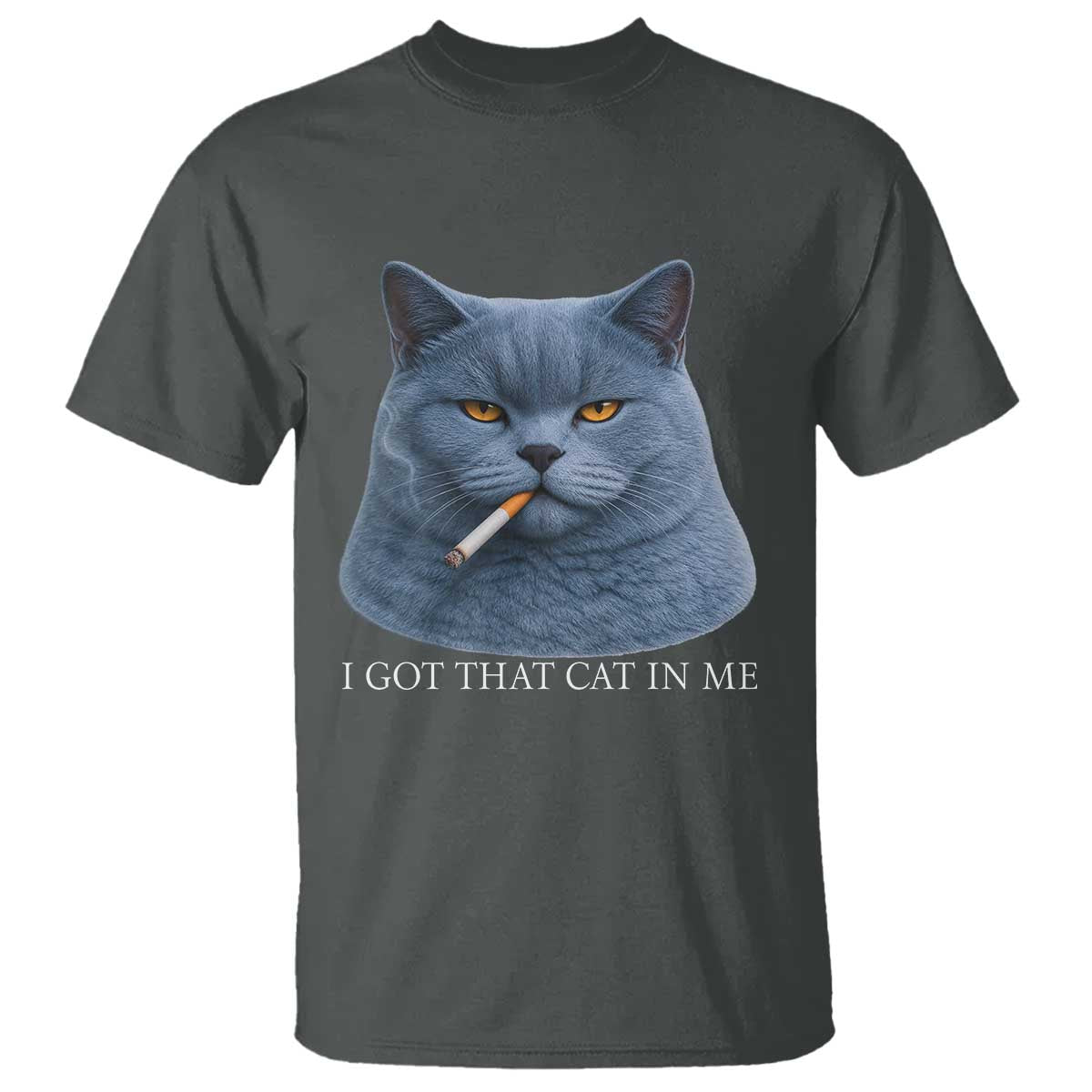 Funny British Shorthair Smoking T Shirt I Got That Cat In Me TS12 Dark Heather Print Your Wear