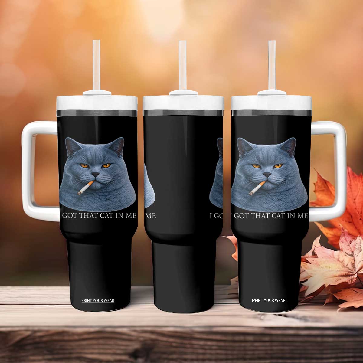 Funny British Shorthair Smoking Tumbler With Handle I Got That Cat In Me TS12 Print Your Wear