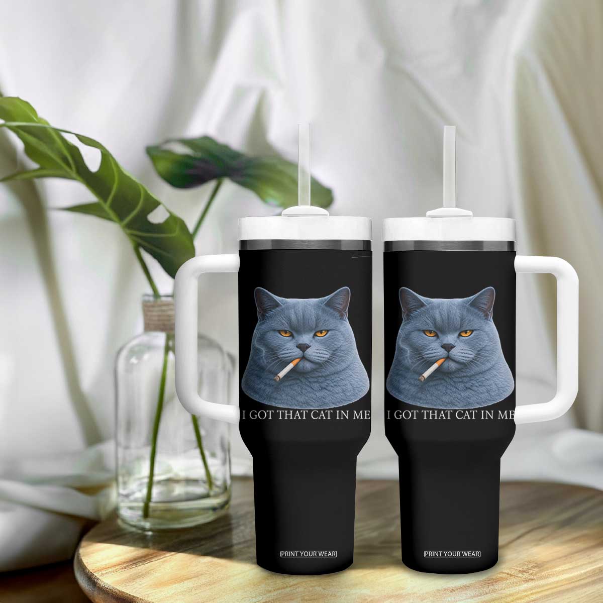 Funny British Shorthair Smoking Tumbler With Handle I Got That Cat In Me TS12 Print Your Wear
