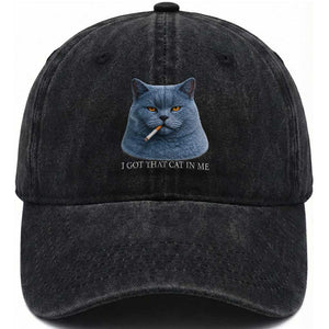 Funny British Shorthair Smoking Washed Cotton Baseball Cap I Got That Cat In Me TS12 Print Your Wear