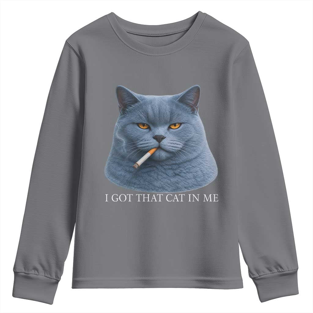 Funny British Shorthair Smoking Youth Sweatshirt I Got That Cat In Me TS12 Charcoal Print Your Wear
