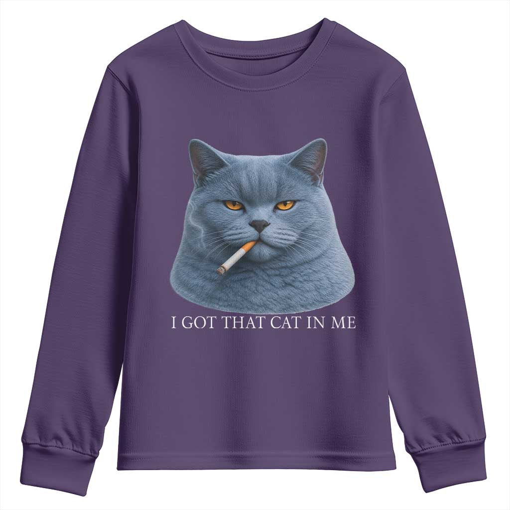 Funny British Shorthair Smoking Youth Sweatshirt I Got That Cat In Me TS12 Purple Print Your Wear