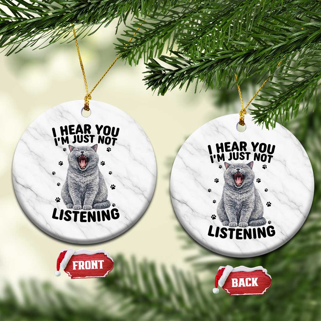 Funny British Shorthair Cat Ceramic Ornament I Hear You I Am Just Not Listening TS12 1pc White Marble Print Your Wear