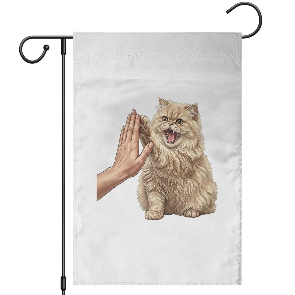 Cute Persian Cat High Five Garden Flag Cat Lover TS12 White Print Your Wear