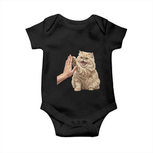 Cute Persian Cat High Five Baby Onesie Cat Lover TS12 Black Print Your Wear