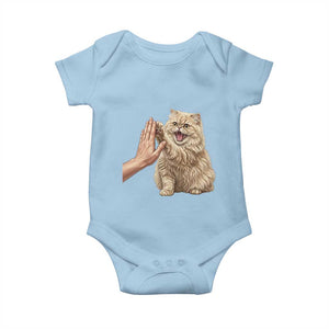 Cute Persian Cat High Five Baby Onesie Cat Lover TS12 Light Blue Print Your Wear