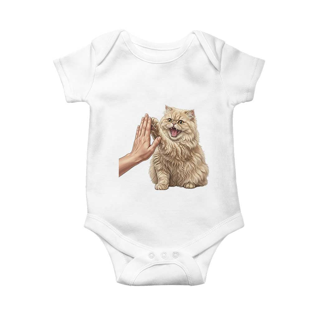 Cute Persian Cat High Five Baby Onesie Cat Lover TS12 White Print Your Wear