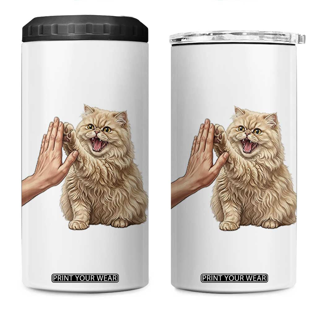 Cute Persian Cat High Five 4 in 1 Can Cooler Tumbler Cat Lover TS12 One Size: 16 oz White Print Your Wear