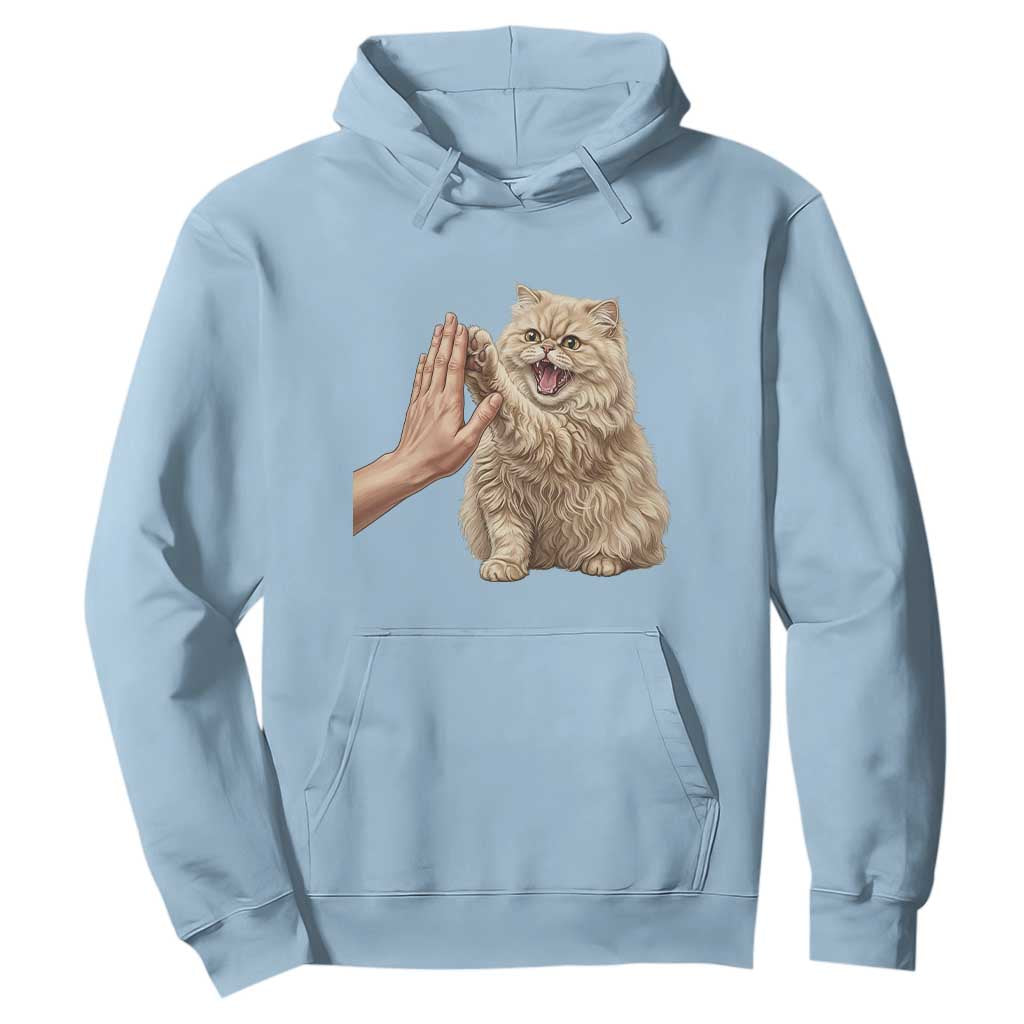 Cute Persian Cat High Five Hoodie Cat Lover TS12 Light Blue Print Your Wear
