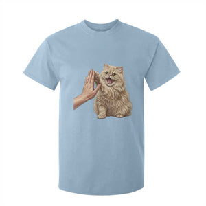 Cute Persian Cat High Five T Shirt For Kid Cat Lover TS12 Light Blue Print Your Wear