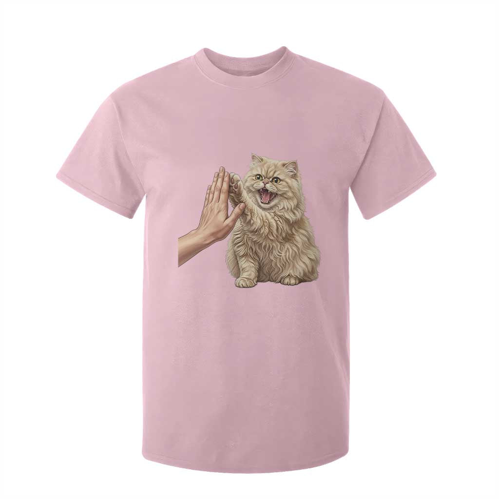 Cute Persian Cat High Five T Shirt For Kid Cat Lover TS12 Light Pink Print Your Wear