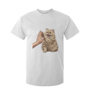 Cute Persian Cat High Five T Shirt For Kid Cat Lover TS12 White Print Your Wear