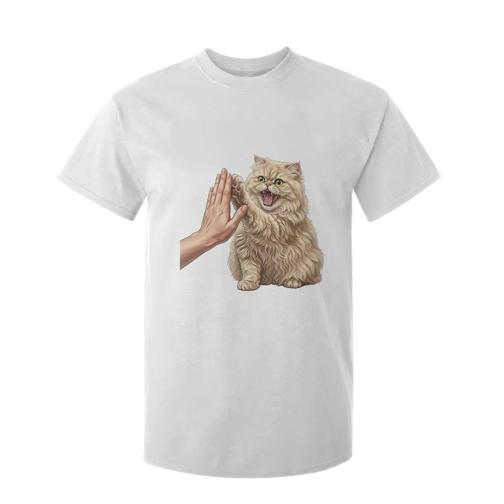 Cute Persian Cat High Five T Shirt For Kid Cat Lover TS12 White Print Your Wear